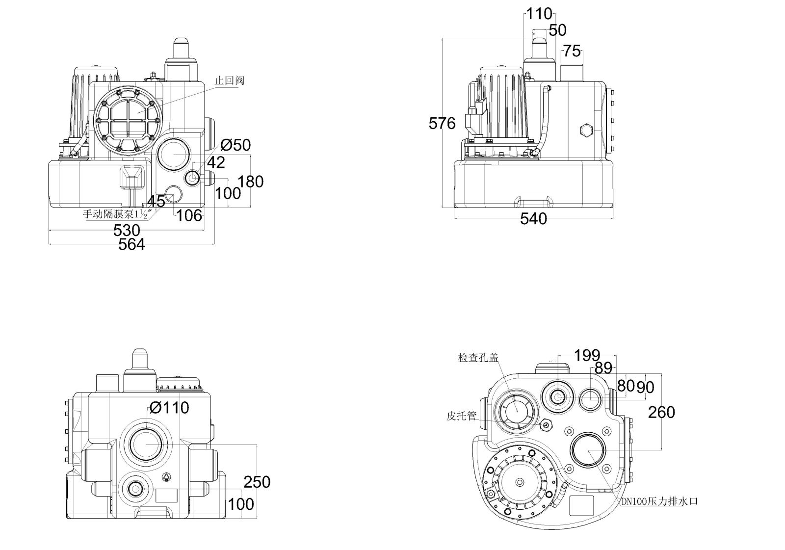 澤德污水提升機(jī) Kompaktboy尺寸圖